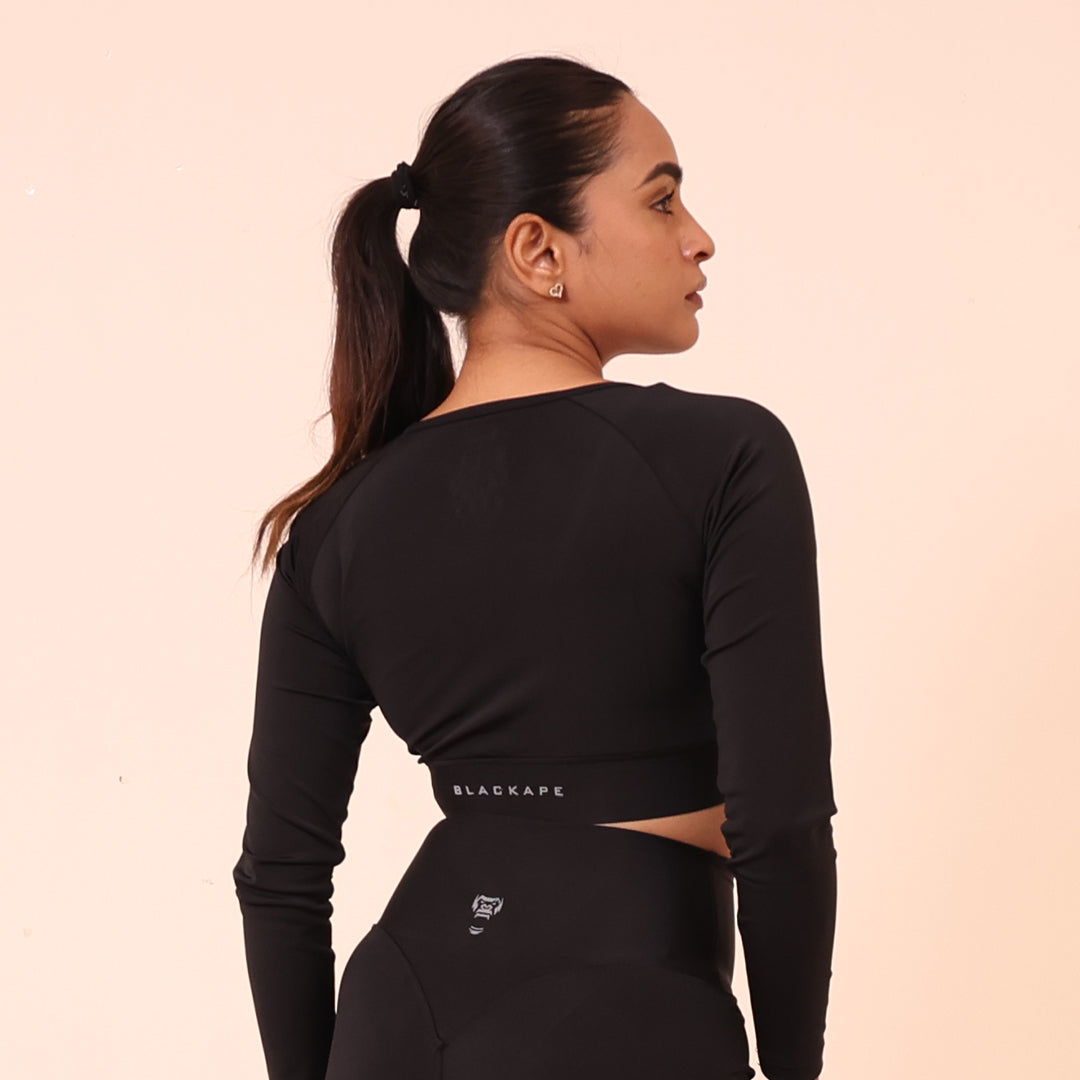 Sculpted Flex croptop full Sleeve - Sculpted Essentials - Black - Black Ape 