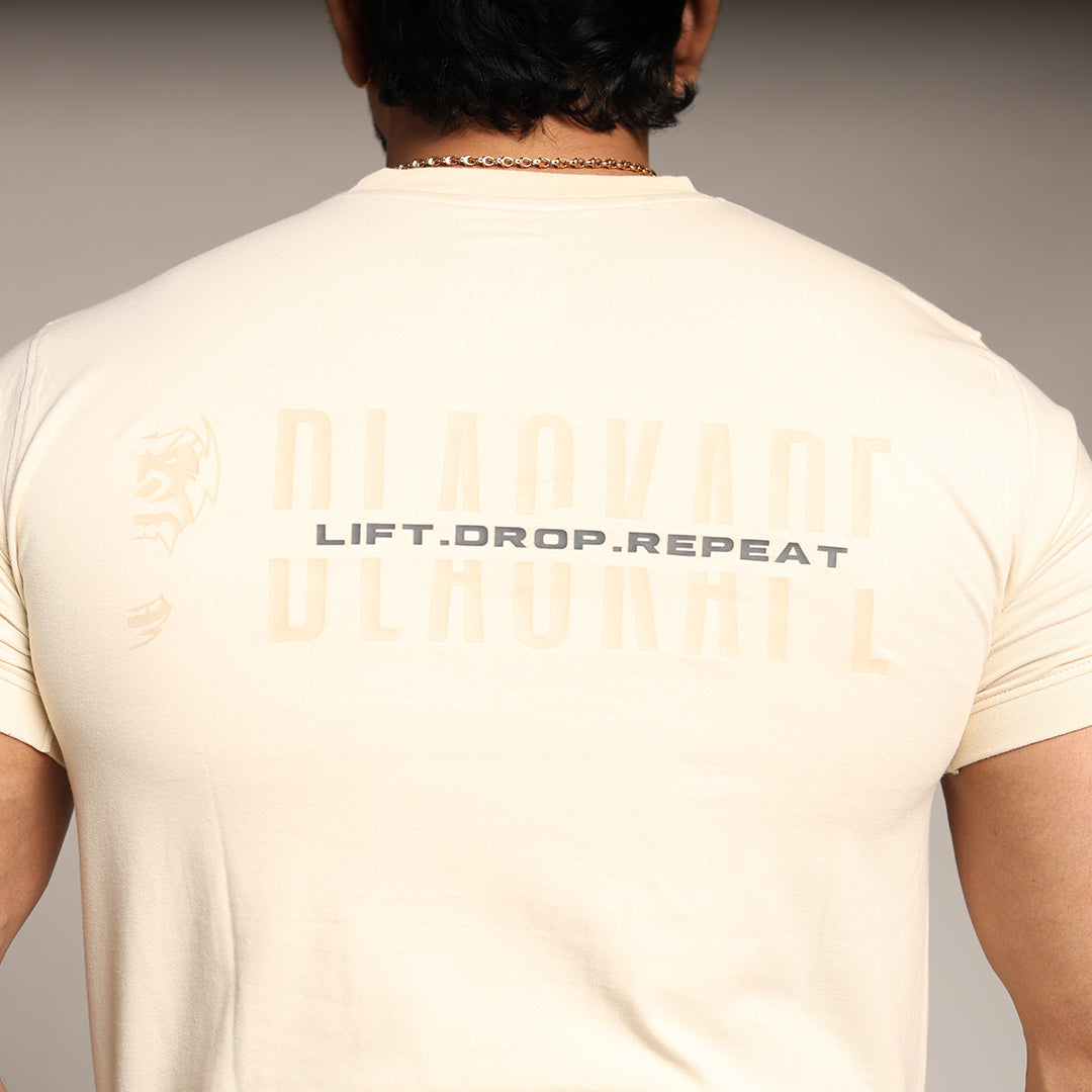 Primal Muscle Fit T-shirt - Lift Drop Repeat - White - Black Ape 