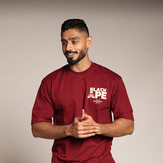 Primal Oversized T-shirt - Blackape Strength - Forged Essentials -Maroon - Black Ape 
