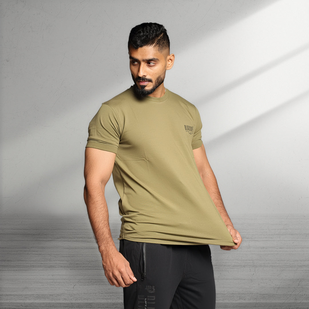 Primal Muscle Fit T-shirt - Stronger Every Stride - Olive Green - Black Ape 