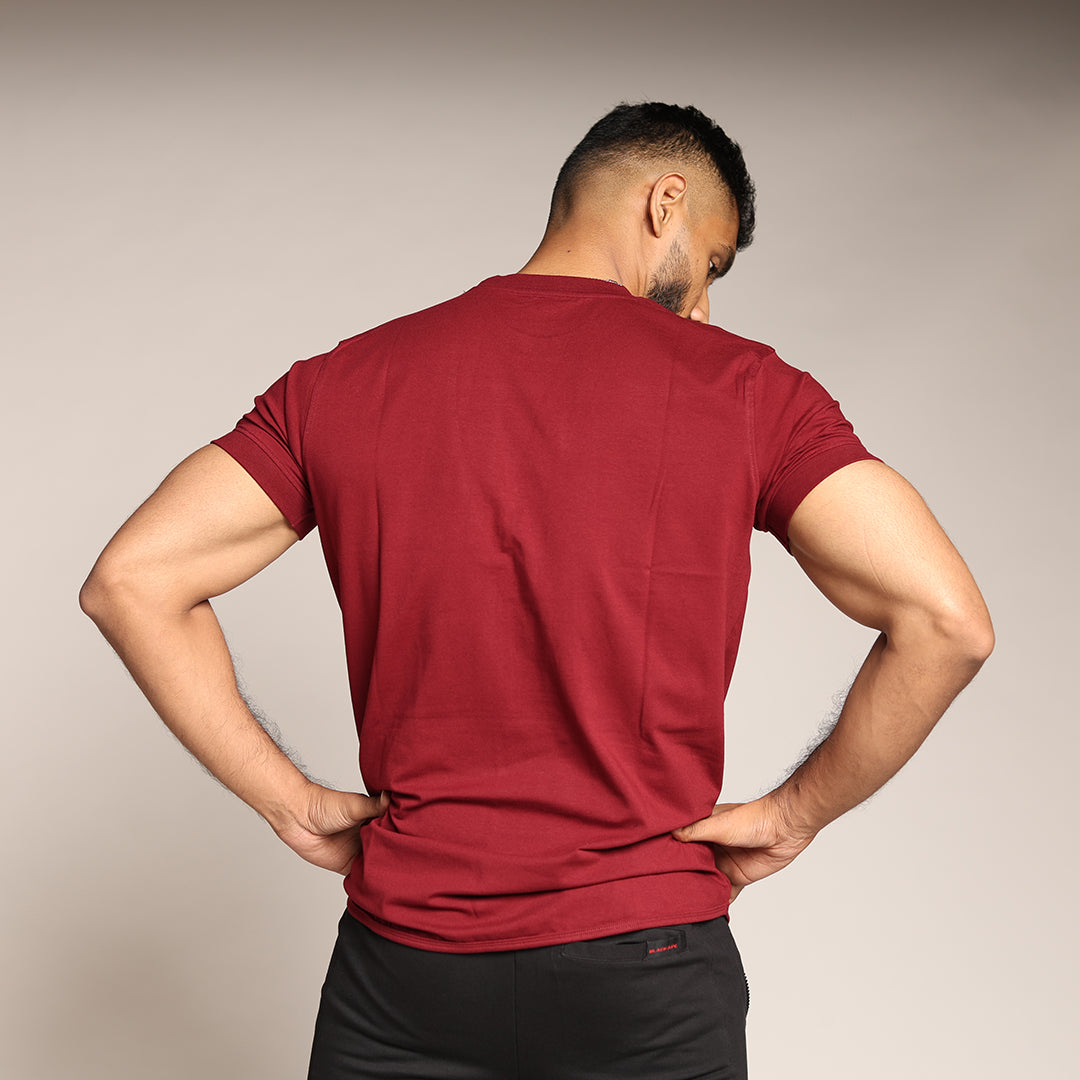 Primal Muscle Fit T-shirt - Plain - Maroon - Black Ape 