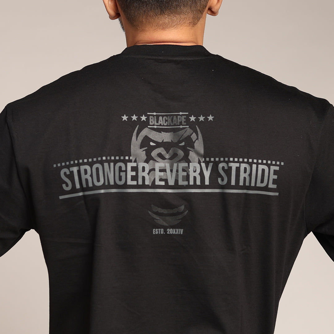 Primal Oversized T-shirt - Stronger Every Stride - Forged Essentials - Black - Black Ape 