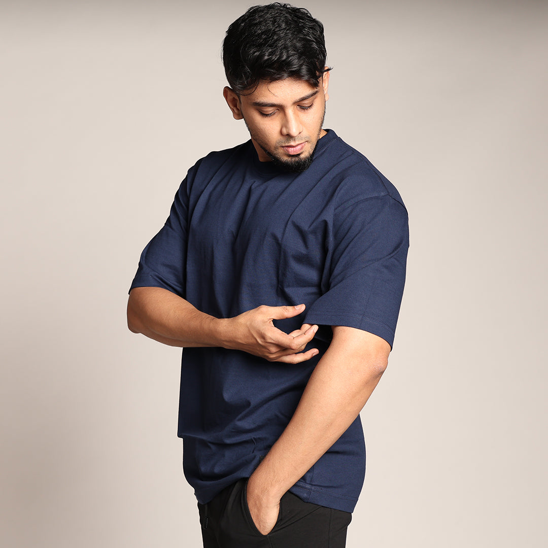 Primal Oversized T-shirt - Plain - Forged Essentials - Navy Blue - Black Ape 