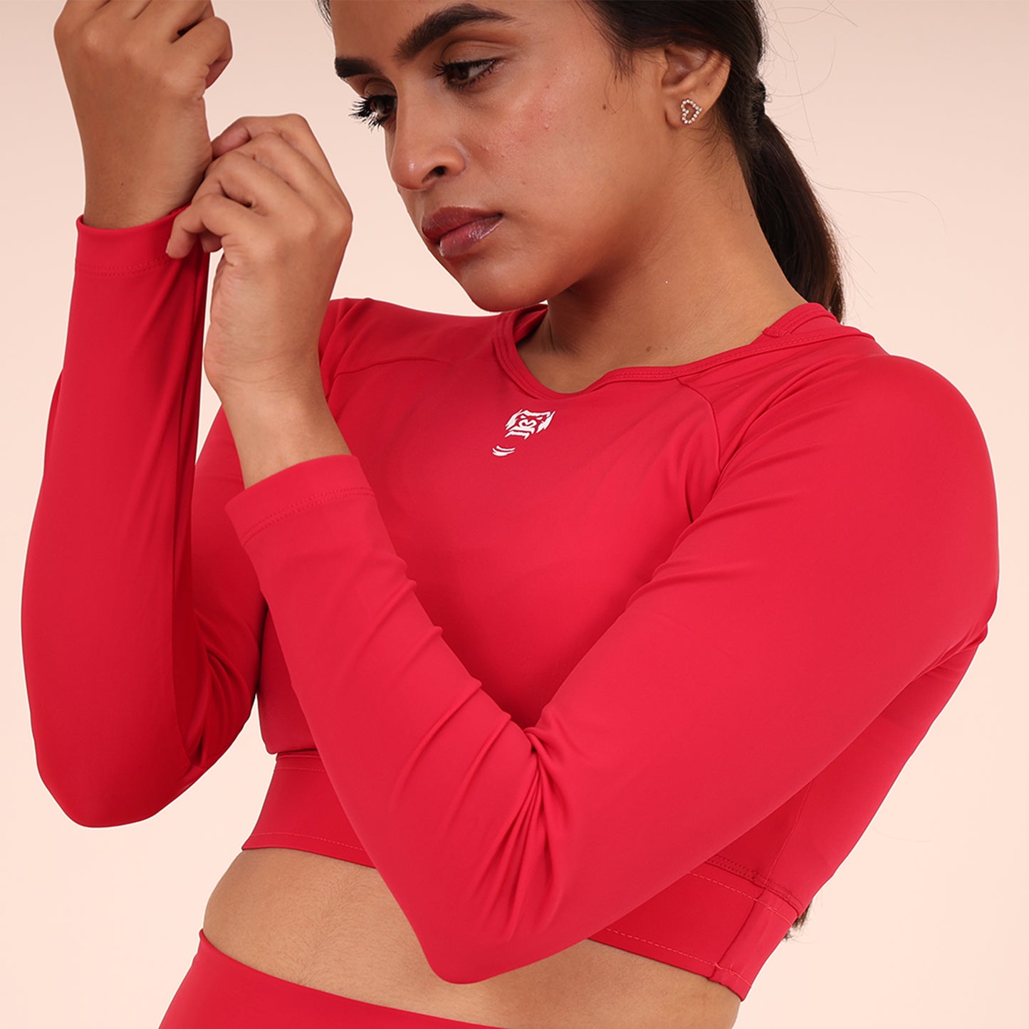 Sculpted Flex croptop full Sleeve - Sculpted Essentials - Hot Red Pink - Black Ape 