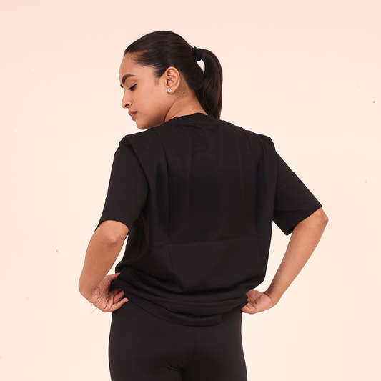 Sculpted Elevate Oversized Tee - Sculpted Essentials - Plain Black
