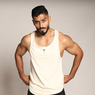 Primal Strength Gym Stringer for Men | Beige