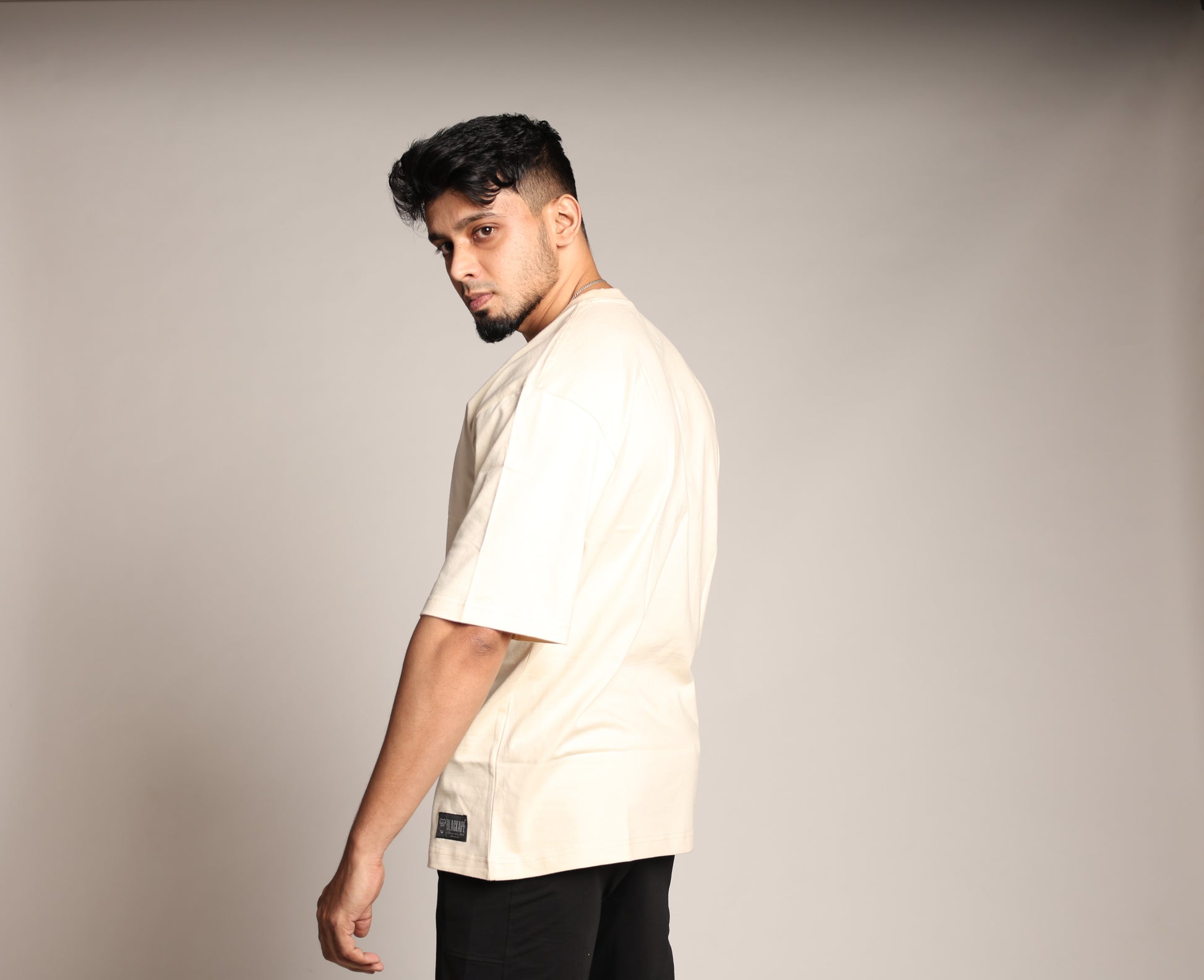 Primal Oversized T-shirt - Plain - Forged Essentials - White - Black Ape 