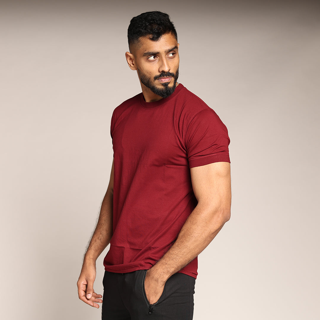 Primal Muscle Fit T-shirt - Plain - Maroon - Black Ape 