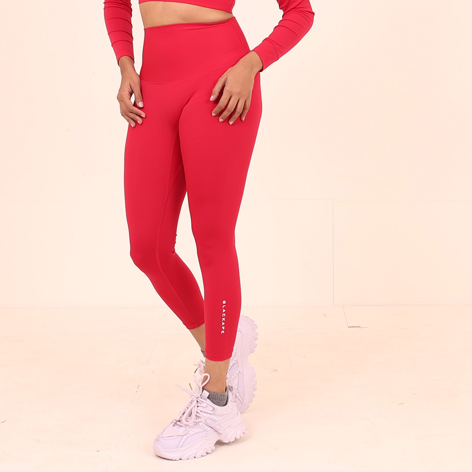 Sculpted Flow Leggings - Sculpted Essentials - Red Hot Pink - Black Ape 