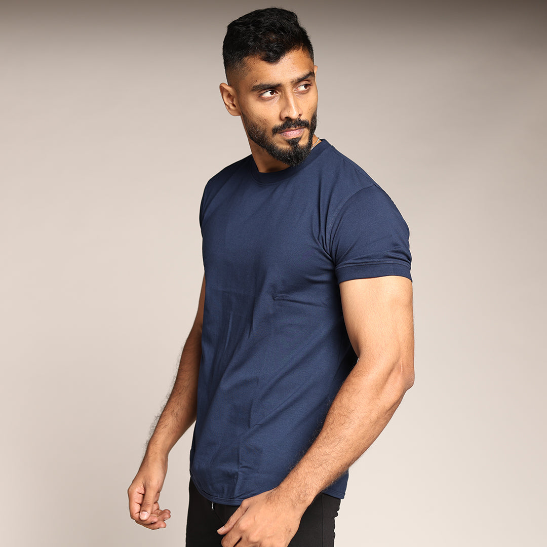 Primal Muscle Fit T-shirt - Plain - Navy Blue - Black Ape 