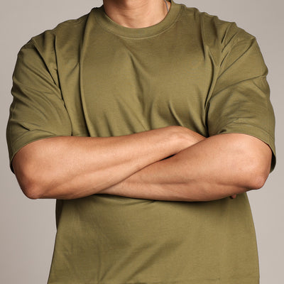 Primal Oversized T-shirt - Plain - Forged Essentials - Olive Green