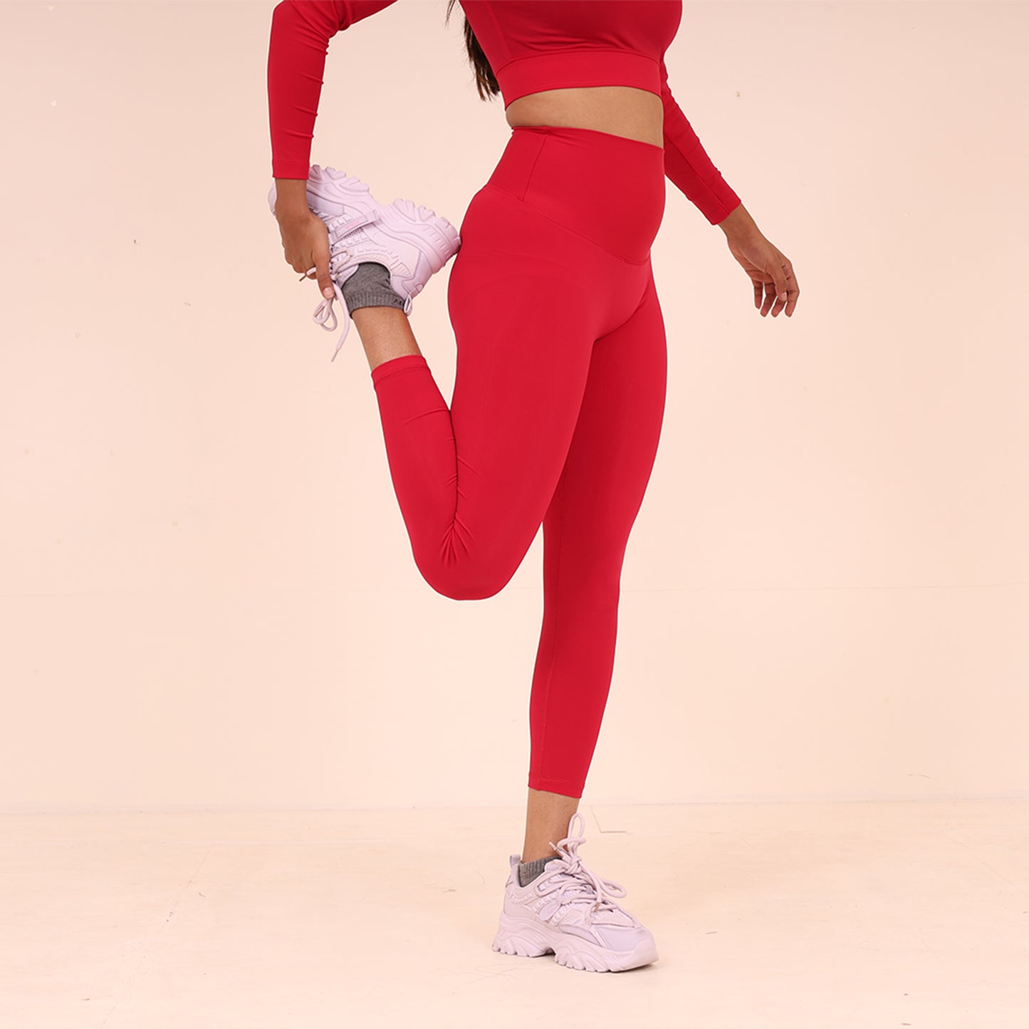 Sculpted Flow Leggings - Sculpted Essentials - Red Hot Pink - Black Ape 