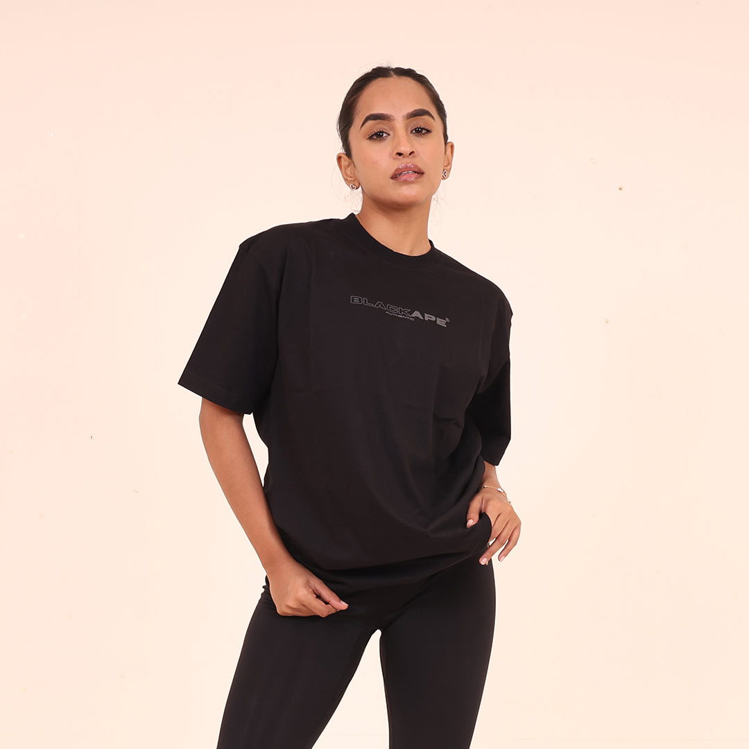 Oversized T-Shirt – Stronger Every Stride | Black