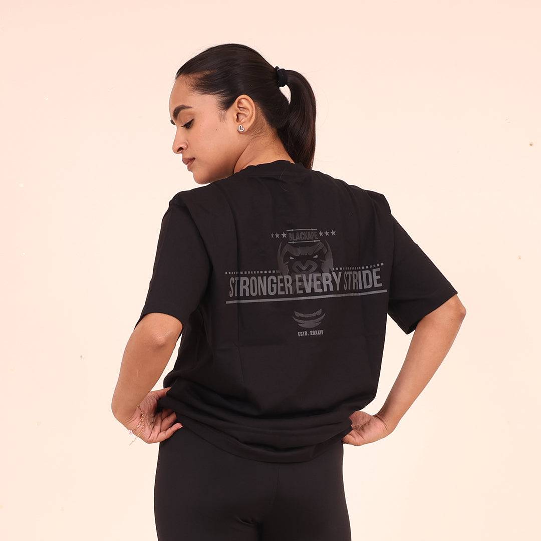 Oversized T-Shirt – Stronger Every Stride | Black