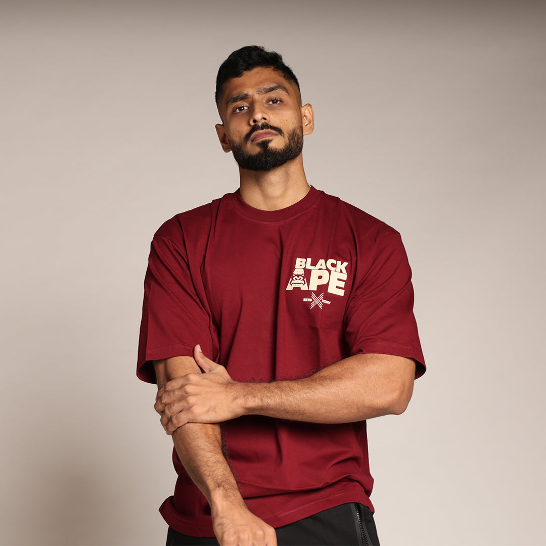 Primal Oversized T-shirt - Blackape Strength - Forged Essentials -Maroon - Black Ape 