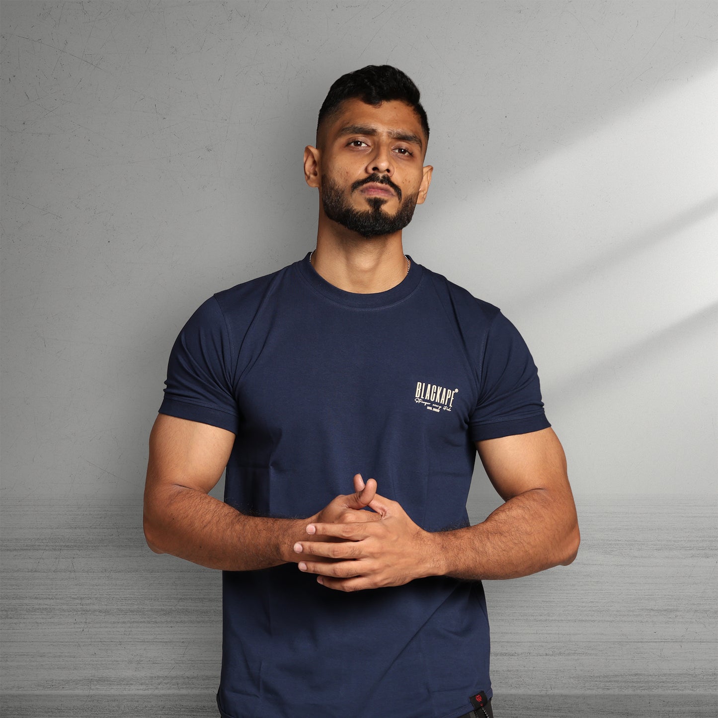 Primal Muscle Fit T-shirt - Stronger Every Stride - Navy Blue - Black Ape 