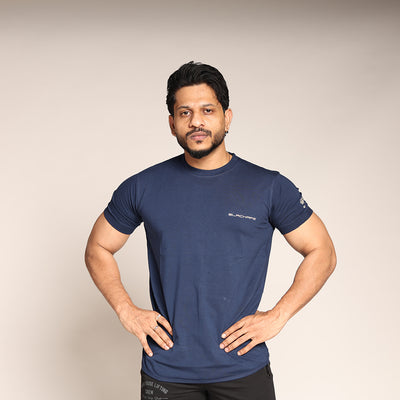 Primal Muscle Fit T-shirt - Lift Drop Repeat - Navy Blue