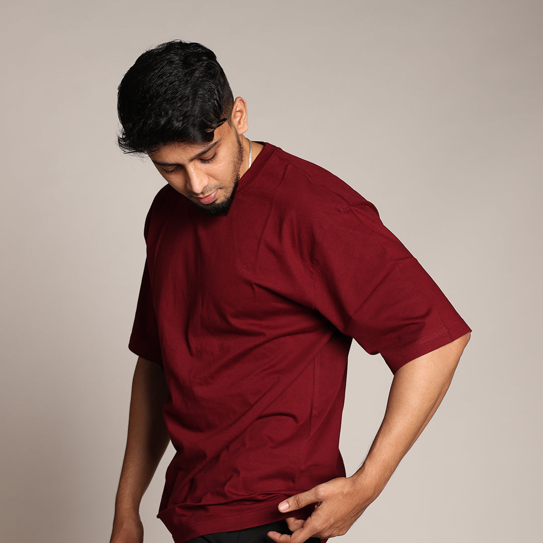 Primal Oversized T-shirt - Plain - Forged Essentials - Maroon - Black Ape 