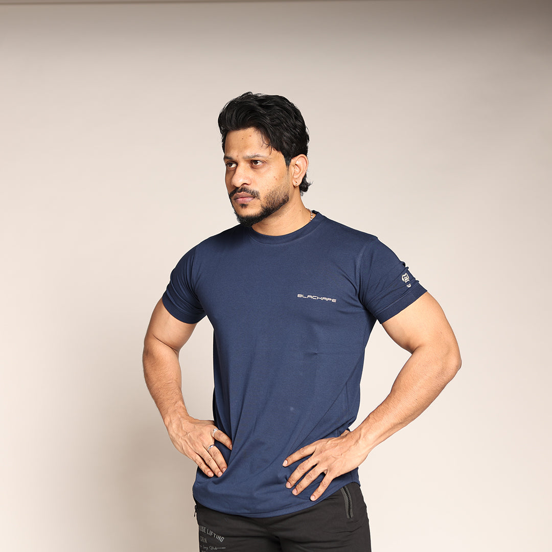 Primal Muscle Fit T-shirt - Lift Drop Repeat - Navy Blue - Black Ape 