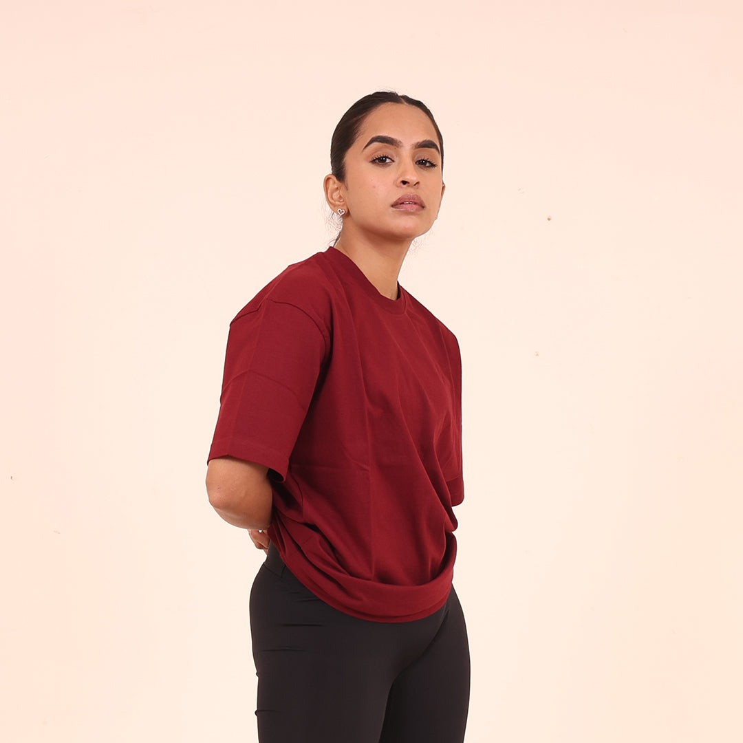 Sculpted Elevate Oversized Tee - Sculpted Essentials - Maroon - Black Ape 