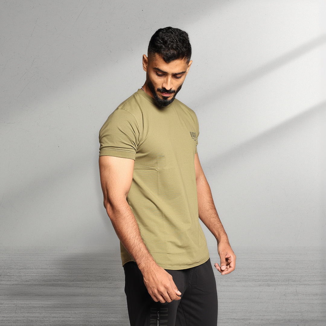 Primal Muscle Fit T-shirt - Stronger Every Stride - Olive Green - Black Ape 