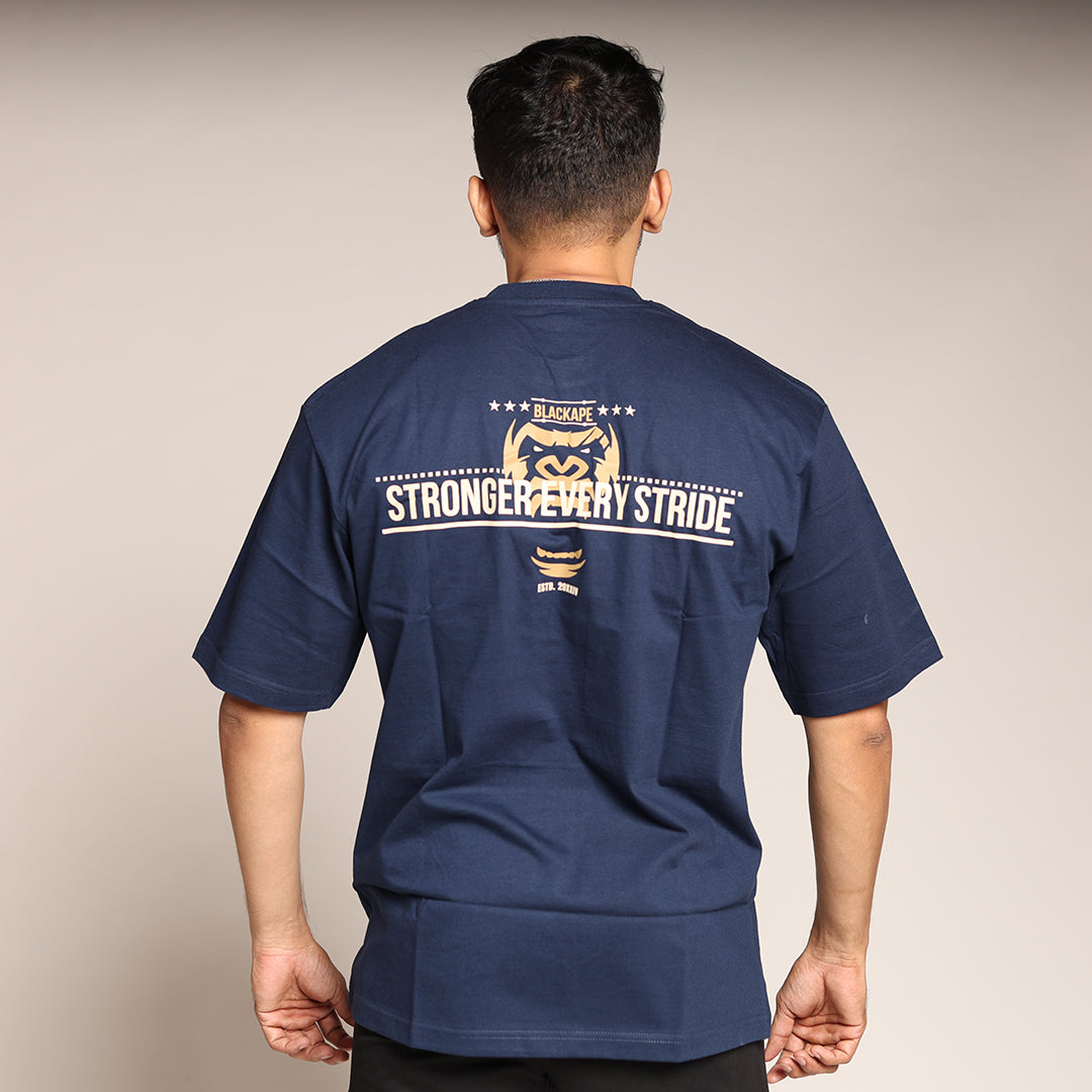 Primal Oversized T-shirt - Stronger Every Stride - Forged Essentials - Navy Blue - Black Ape 