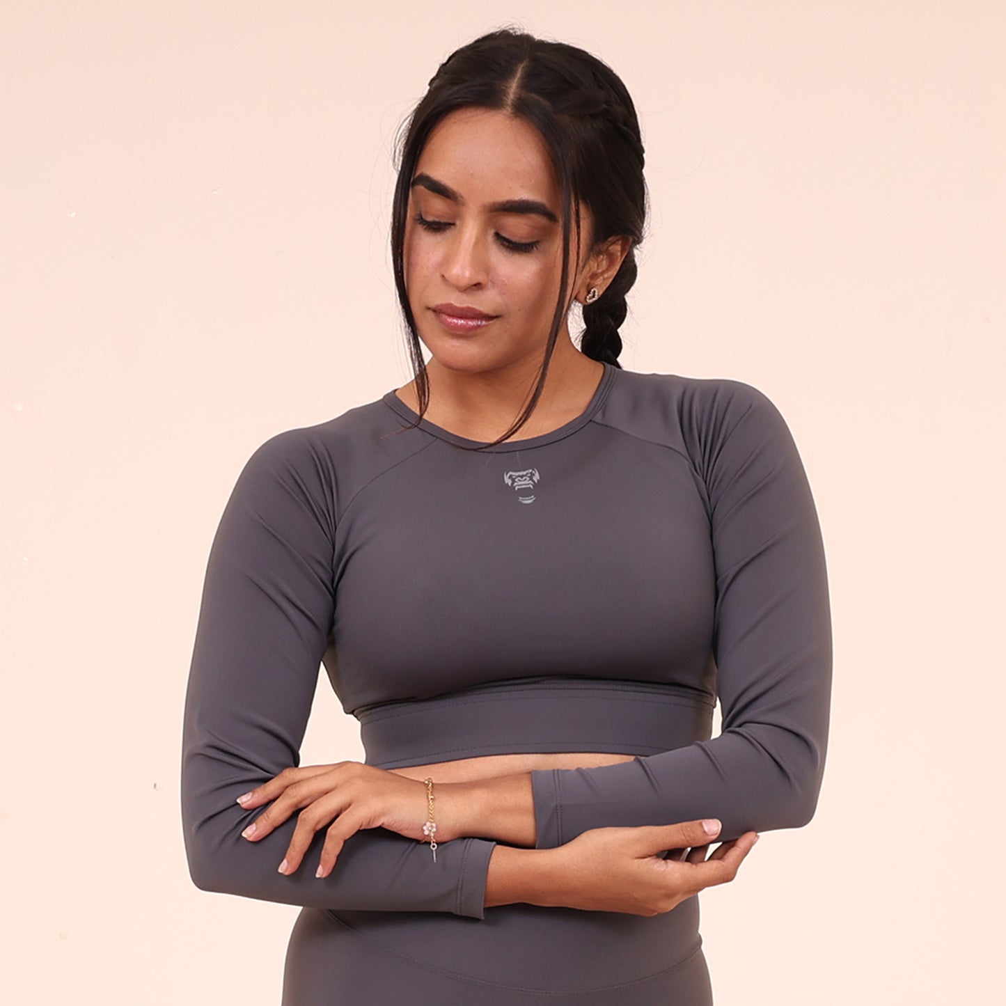 Sculpted Flex croptop full Sleeve - Sculpted Essentials - Dark Grey - Black Ape 