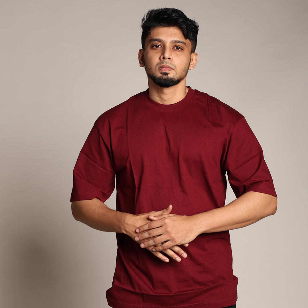 Primal Oversized T-shirt - Plain - Forged Essentials - Maroon - Black Ape 
