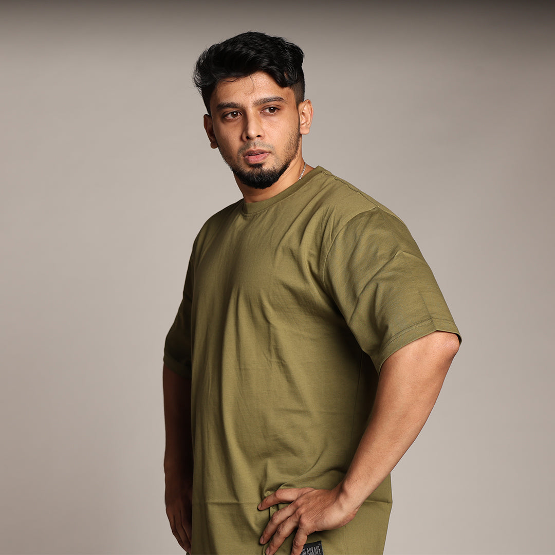 Primal Oversized T-shirt - Plain - Forged Essentials - Olive Green - Black Ape 