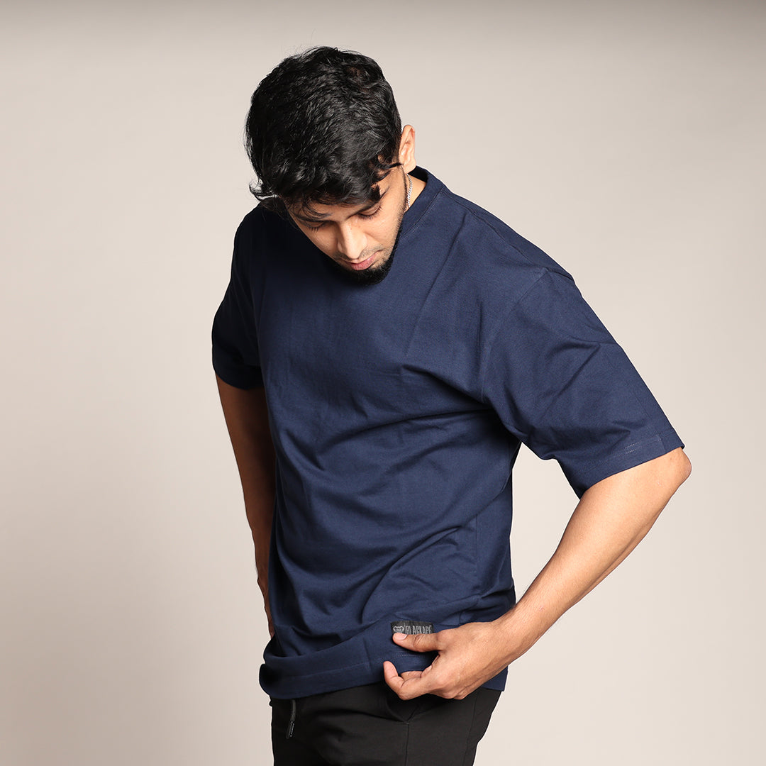 Primal Oversized T-shirt - Plain - Forged Essentials - Navy Blue - Black Ape 