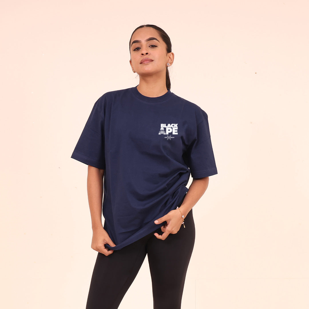 Oversized T-Shirt – Blackape Strength | Navy Blue - Black Ape 