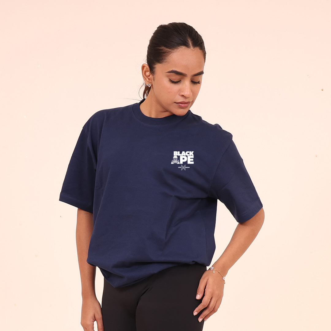 Oversized T-Shirt – Blackape Strength | Navy Blue - Black Ape 