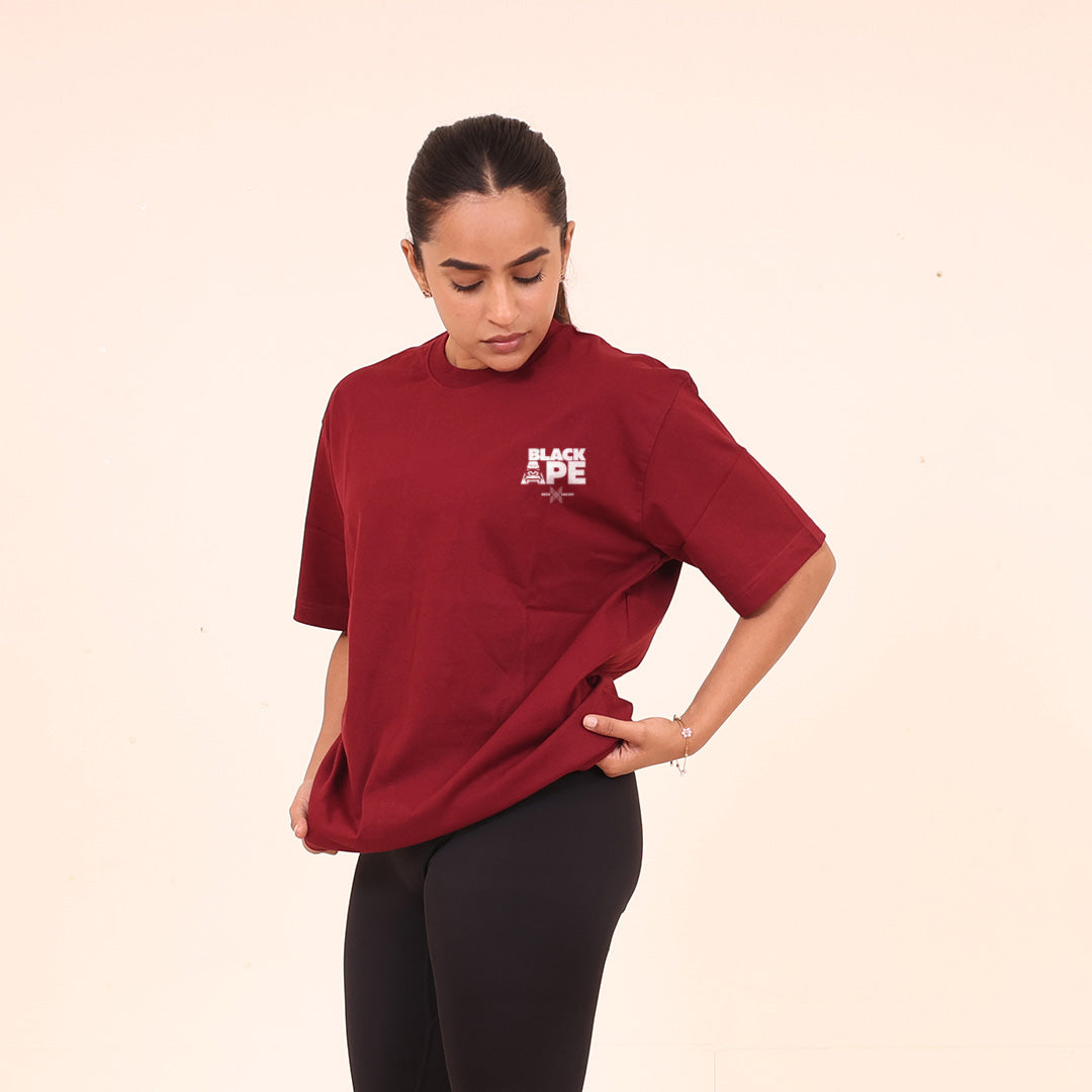Oversized T-Shirt – Blackape Strength | Maroon